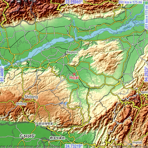 Topographic map of Hojāi