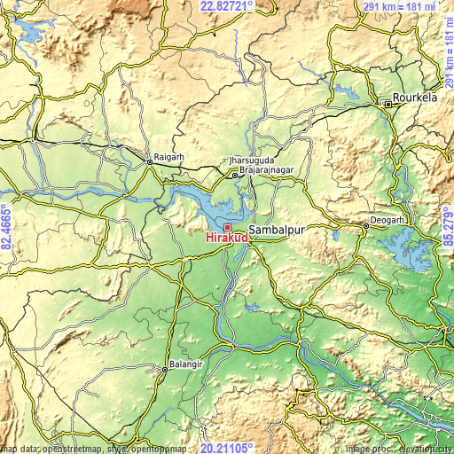 Topographic map of Hīrākud