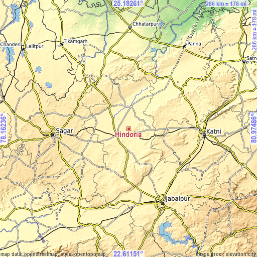 Topographic map of Hindoria