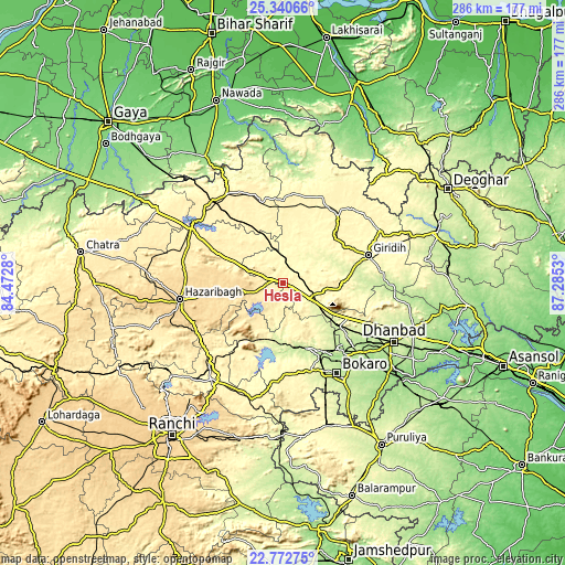 Topographic map of Hesla