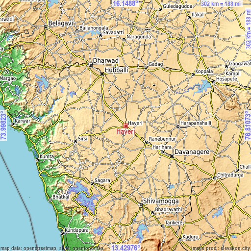 Topographic map of Hāveri