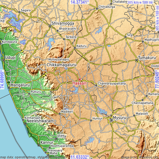 Topographic map of Hassan