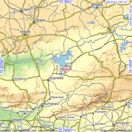 Topographic map of Harsūd