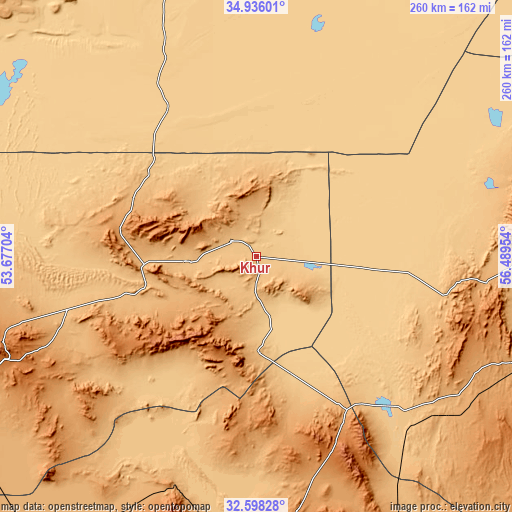 Topographic map of Khūr