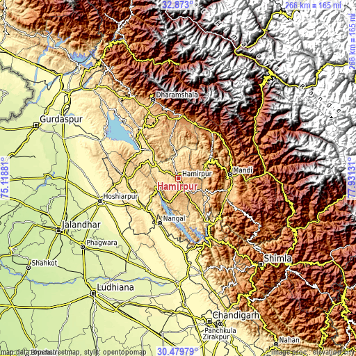 Topographic map of Hamīrpur