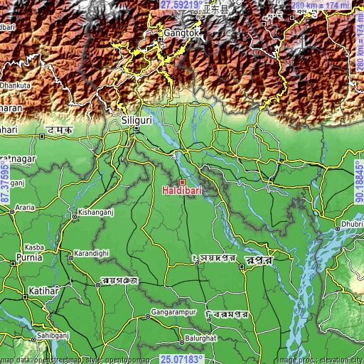 Topographic map of Haldībāri