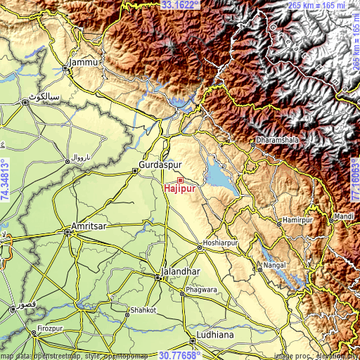 Topographic map of Hājipur