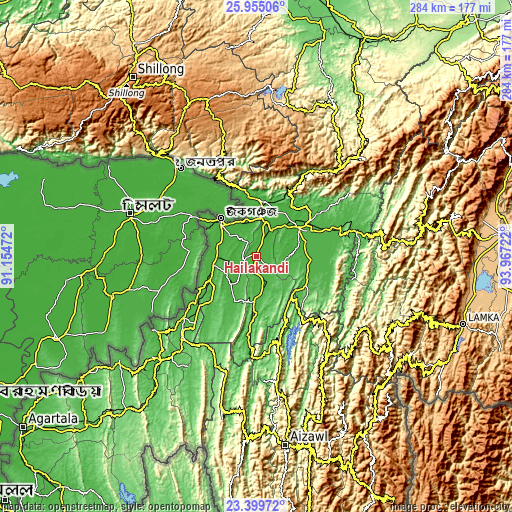 Topographic map of Hailākāndi