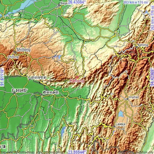 Topographic map of Hāflong