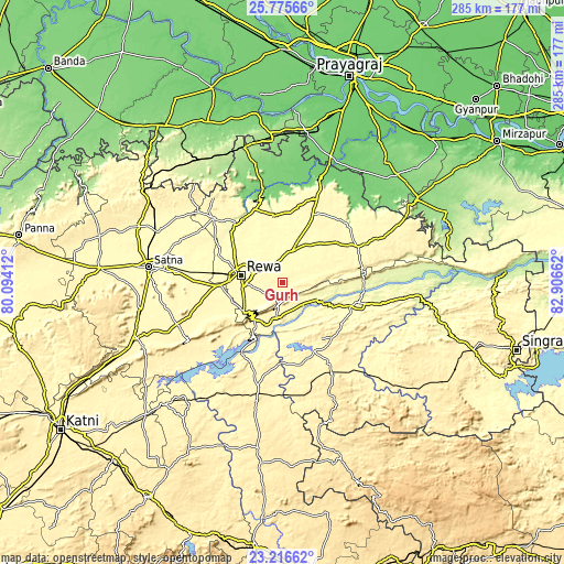 Topographic map of Gurh