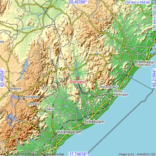 Topographic map of Gunupur