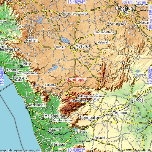 Topographic map of Gundlupēt