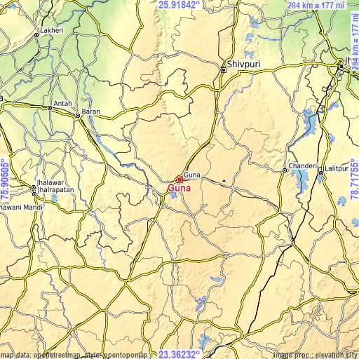 Topographic map of Guna