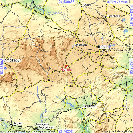 Topographic map of Gumlā