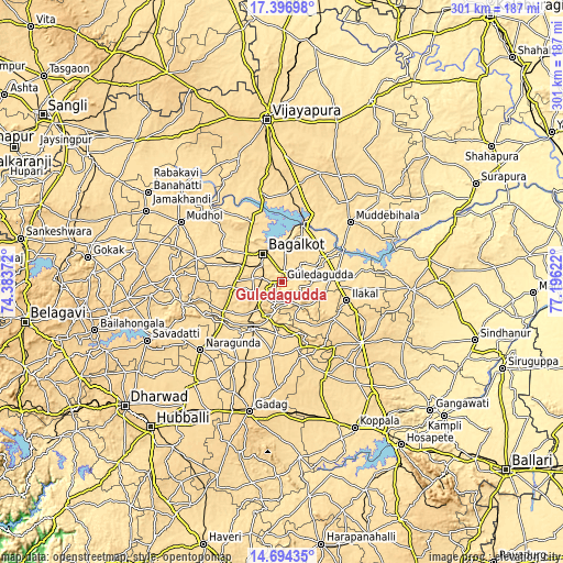 Topographic map of Guledagudda