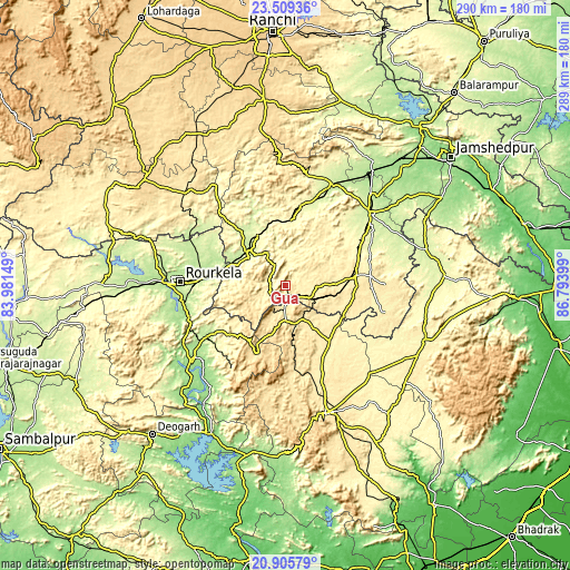 Topographic map of Gua