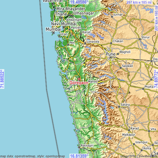 Topographic map of Goregaon