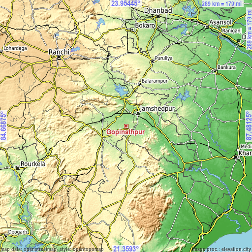 Topographic map of Gopināthpur