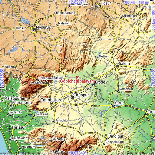 Topographic map of Gobichettipalayam