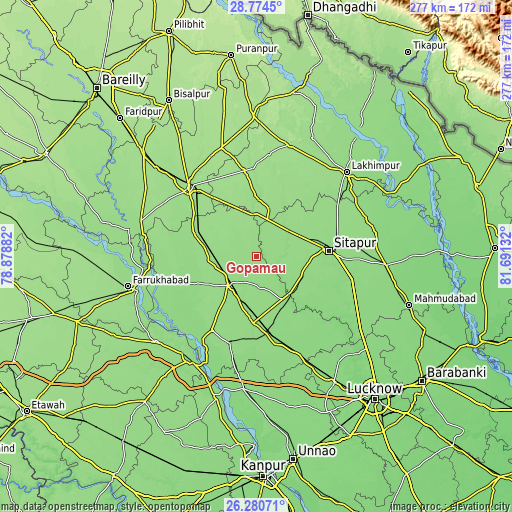 Topographic map of Gopāmau