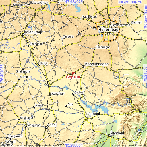 Topographic map of Gopālur