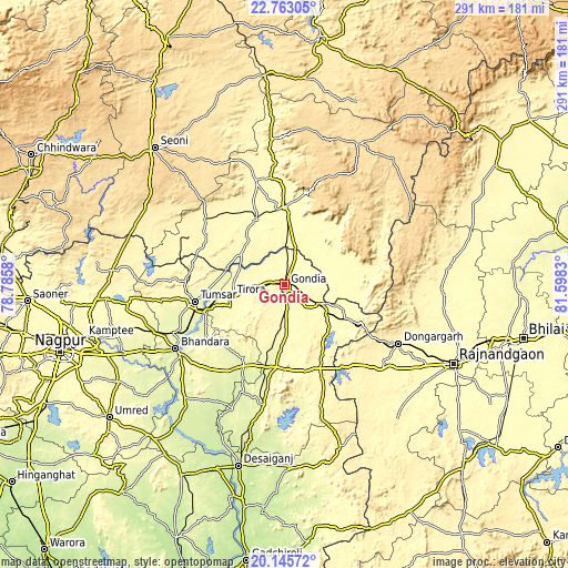 Topographic map of Gondiā