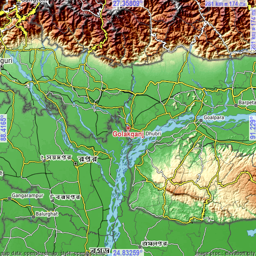 Topographic map of Golakganj