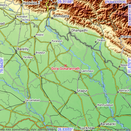 Topographic map of Gola Gokarannāth