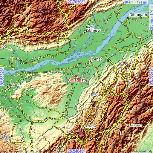 Topographic map of Golāghāt
