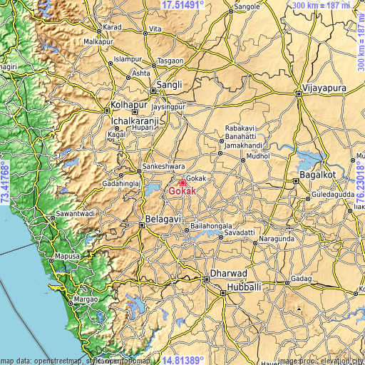 Topographic map of Gokak