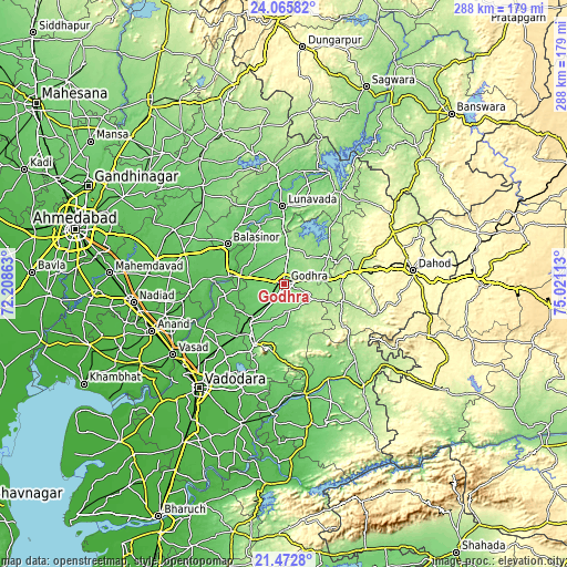 Topographic map of Godhra