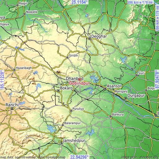 Topographic map of Gobindpur