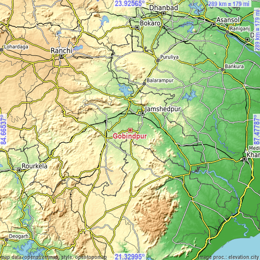 Topographic map of Gobindpur