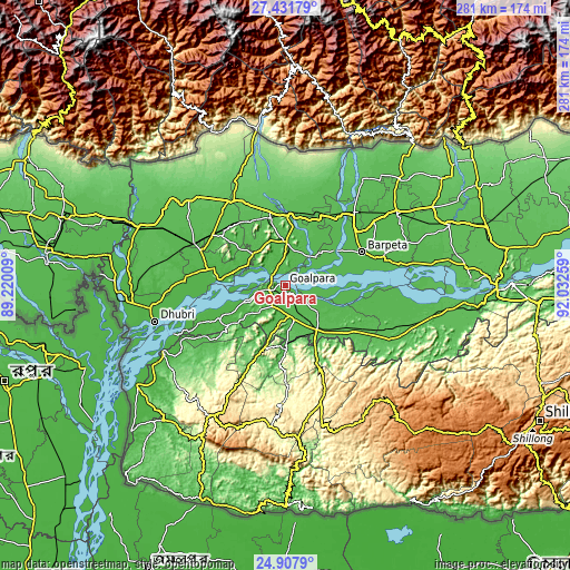 Topographic map of Goālpāra