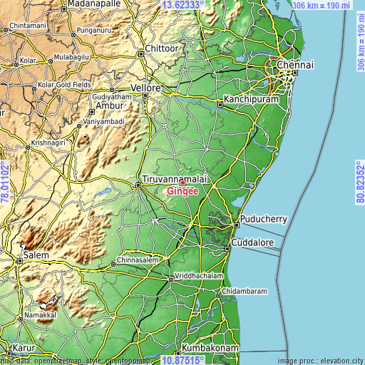 Topographic map of Gingee