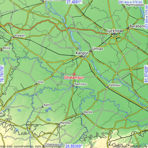 Topographic map of Ghātampur