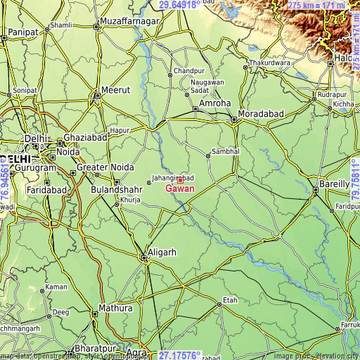 Topographic map of Gawān