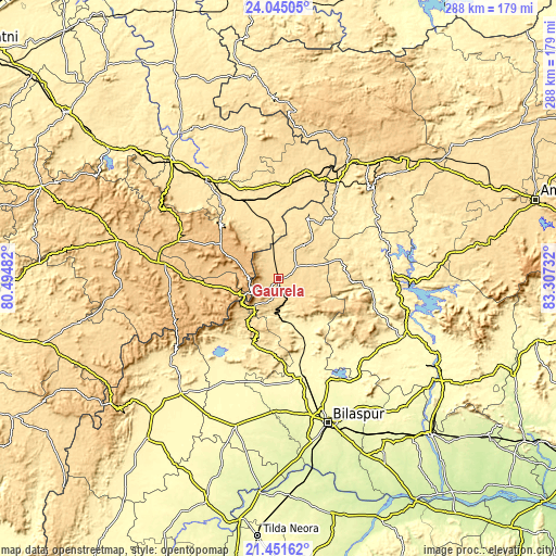 Topographic map of Gaurela