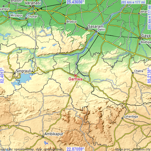 Topographic map of Garhwa