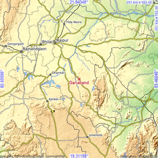 Topographic map of Gariāband