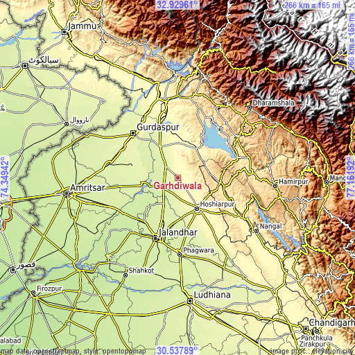 Topographic map of Garhdiwāla