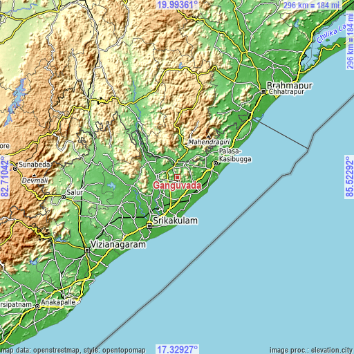 Topographic map of Ganguvāda