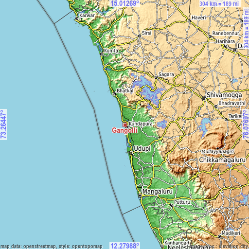 Topographic map of Gangolli