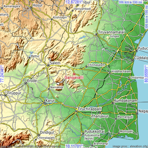 Topographic map of Gangavalli