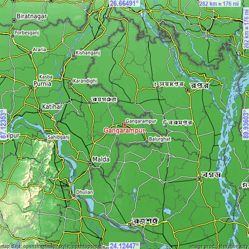 Topographic map of Gangārāmpur