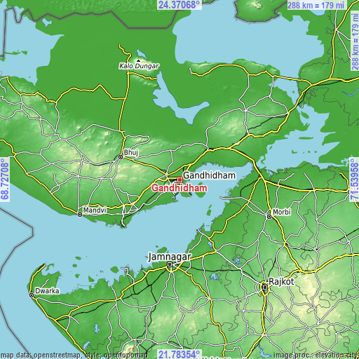 Topographic map of Gāndhīdhām