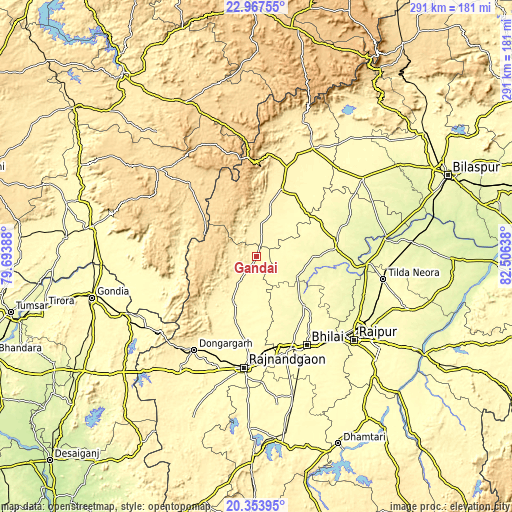 Topographic map of Gandai