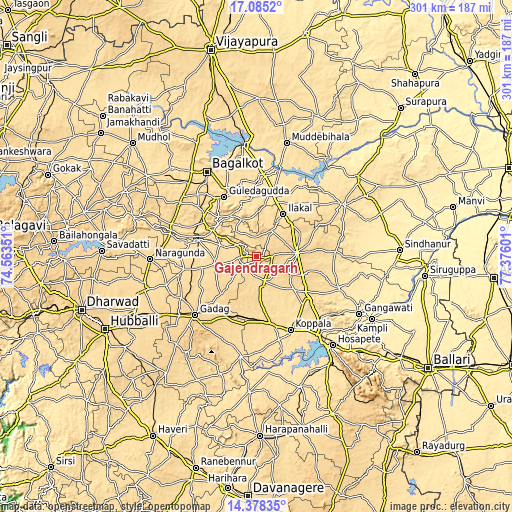 Topographic map of Gajendragarh