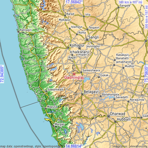 Topographic map of Gadhinglaj