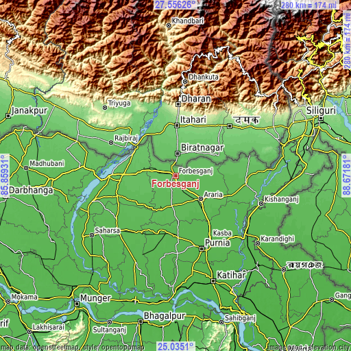 Topographic map of Forbesganj